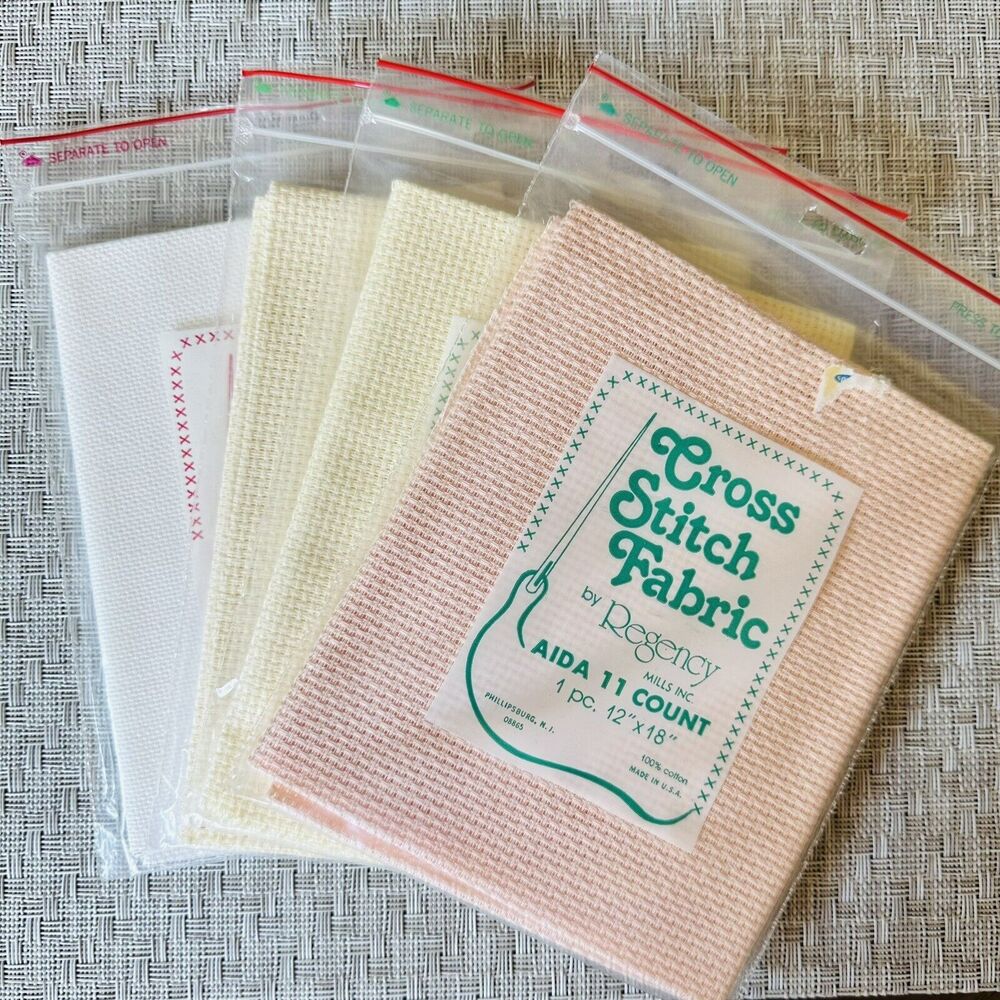 4 Lot Regency Mills Aida 11 Count & 22 Count Cross Stitch Fabric 12" x 18"